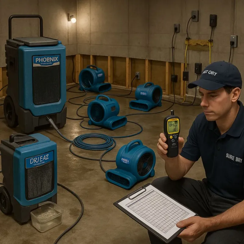 Structural Drying and Dehumidification process in Apple Valley, OH